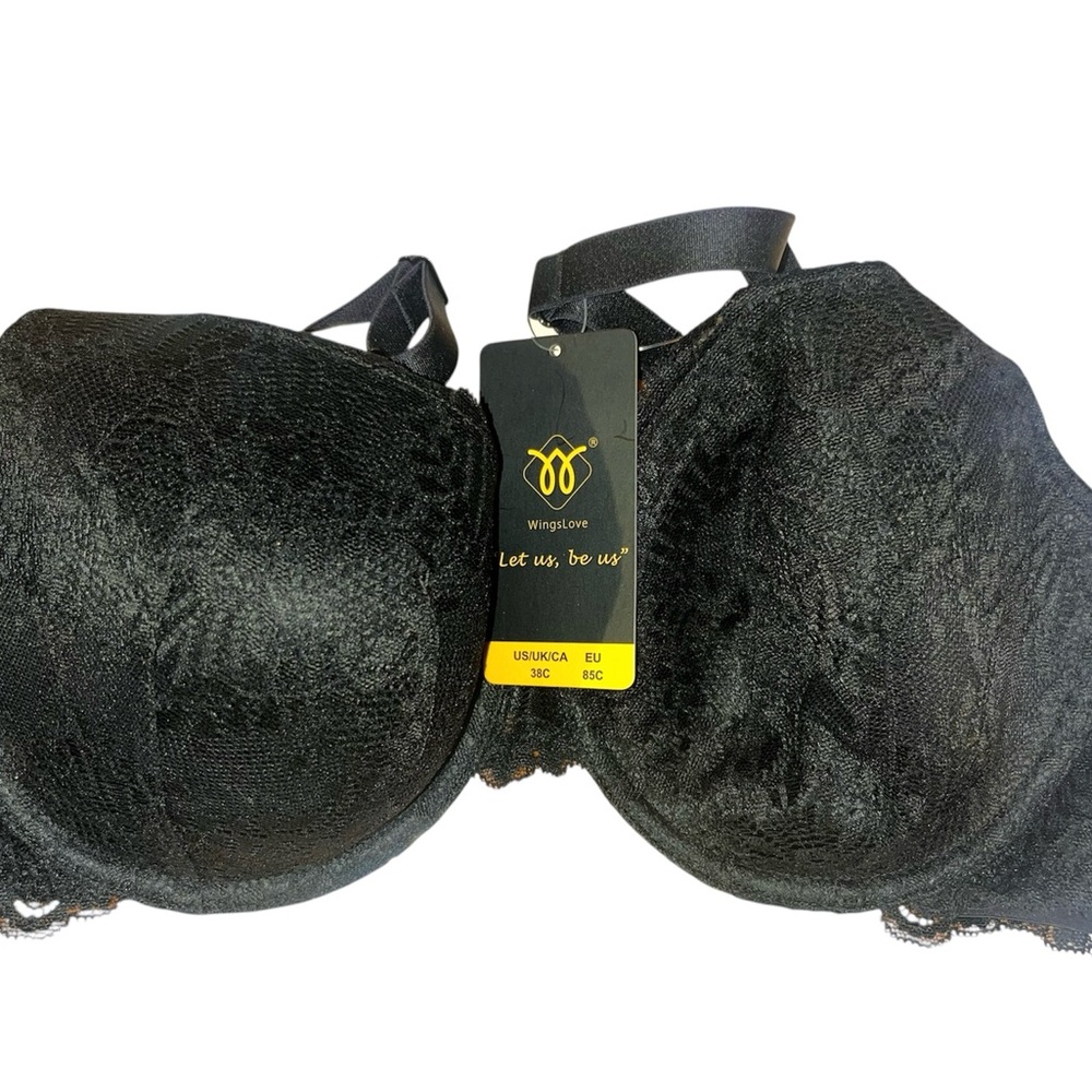 WingsLove Black and Cream Lace Underwire Bra